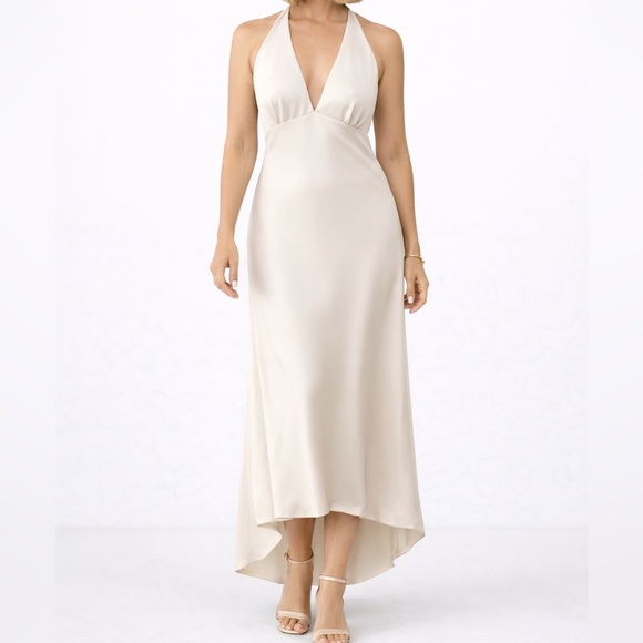ASOS Dresses & Skirts - Elegant Cream Flowy Silk like Maxi  Dress